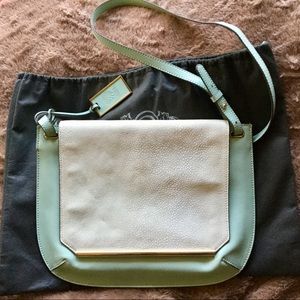 Mint leather saddle bag.